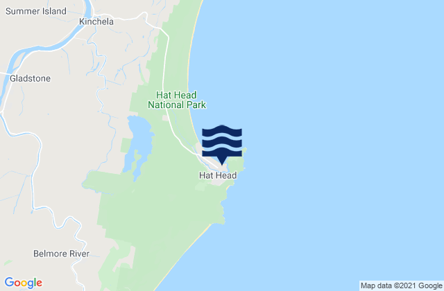 Carte des horaires des marées pour Hat Head, Australia