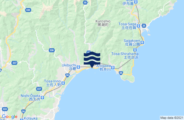 Carte des horaires des marées pour Hata-gun, Japan