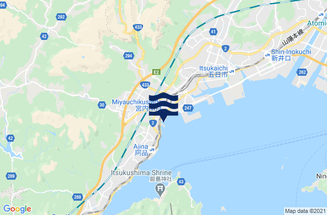Carte des horaires des marées pour Hatsukaichi-shi, Japan