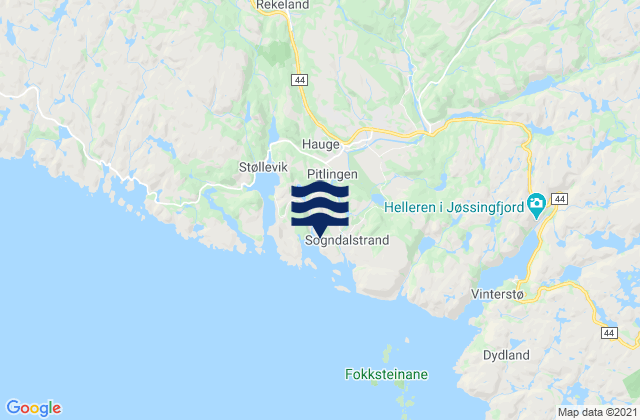Carte des horaires des marées pour Hauge i Dalane, Norway