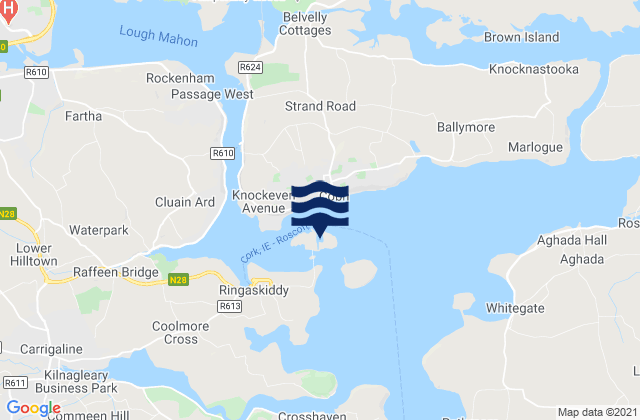 Carte des horaires des marées pour Haulbowline Island, Ireland
