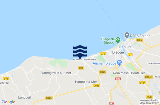 Carte des horaires des marées pour Hautot-sur-Mer, France