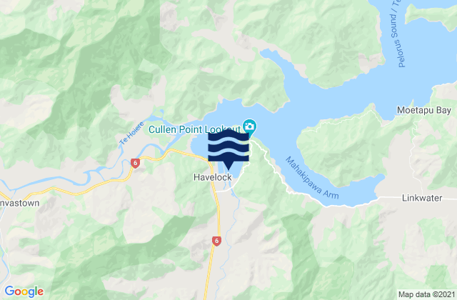 Carte des horaires des marées pour Havelock, New Zealand