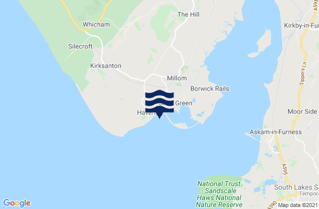 Carte des horaires des marées pour Haverigg Beach, United Kingdom