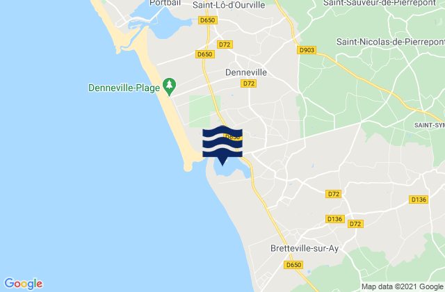 Carte des horaires des marées pour Havre de Surville, France