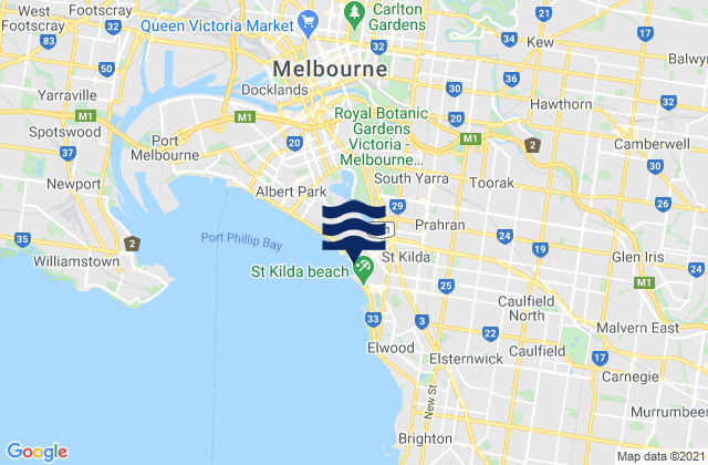 Carte des horaires des marées pour Hawthorn East, Australia