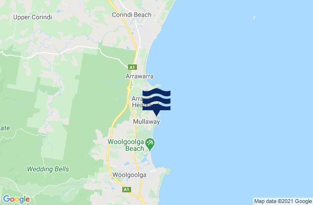 Carte des horaires des marées pour Headlands, Australia