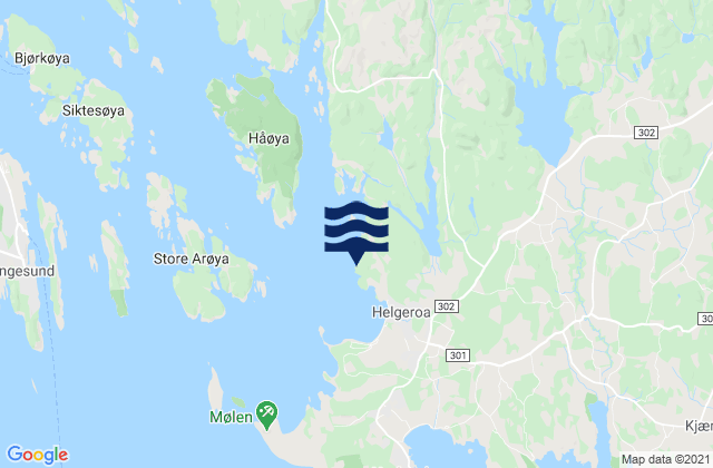 Carte des horaires des marées pour Helgeroa, Norway