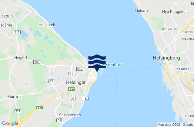 Carte des horaires des marées pour Helsingør, Denmark