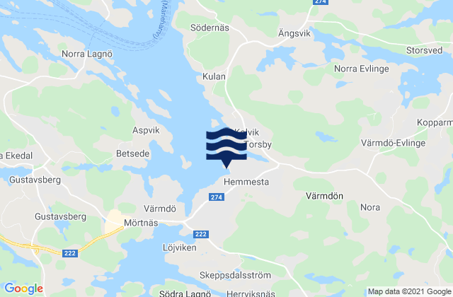Carte des horaires des marées pour Hemmesta, Sweden