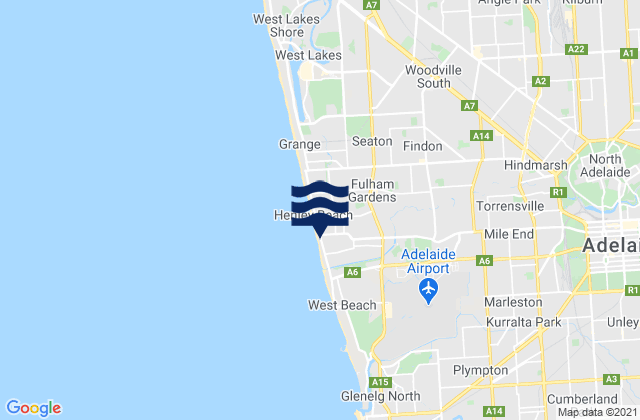 Carte des horaires des marées pour Henley Beach South, Australia