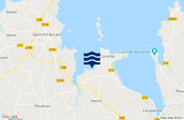 Carte des horaires des marées pour Henvic, France