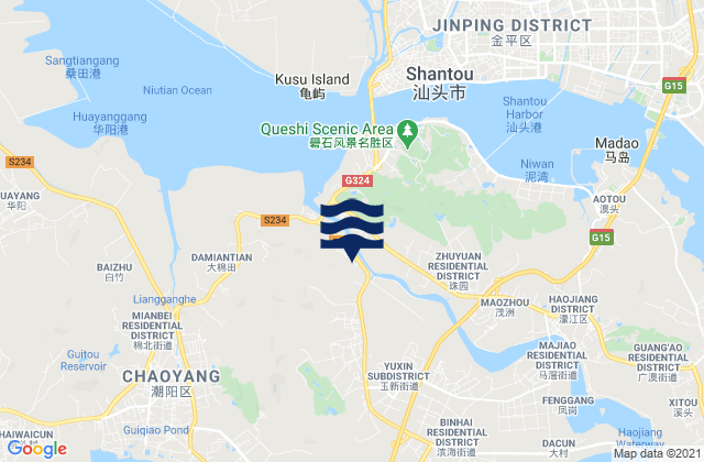 Carte des horaires des marées pour Hepu, China