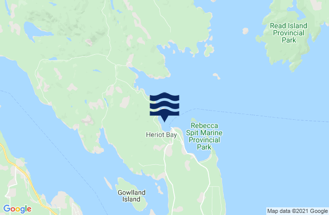 Carte des horaires des marées pour Heriot Bay, Canada
