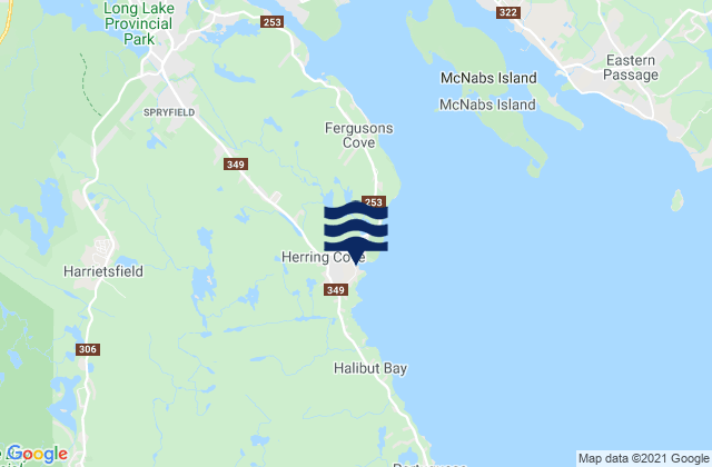 Carte des horaires des marées pour Herring Cove, Canada