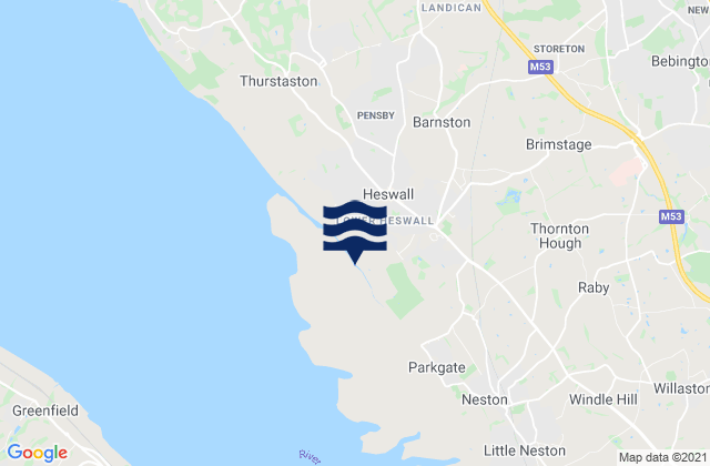 Carte des horaires des marées pour Heswall, United Kingdom
