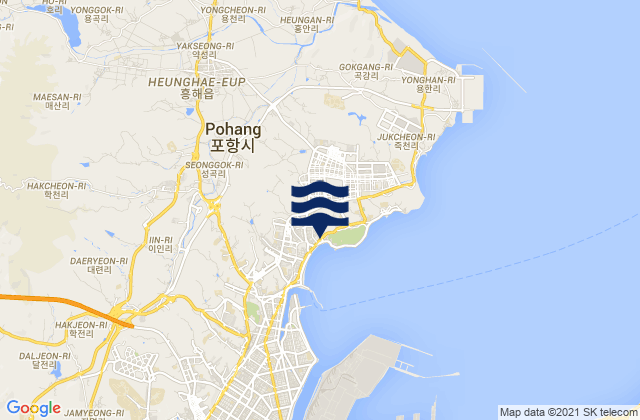 Carte des horaires des marées pour Heunghae, South Korea