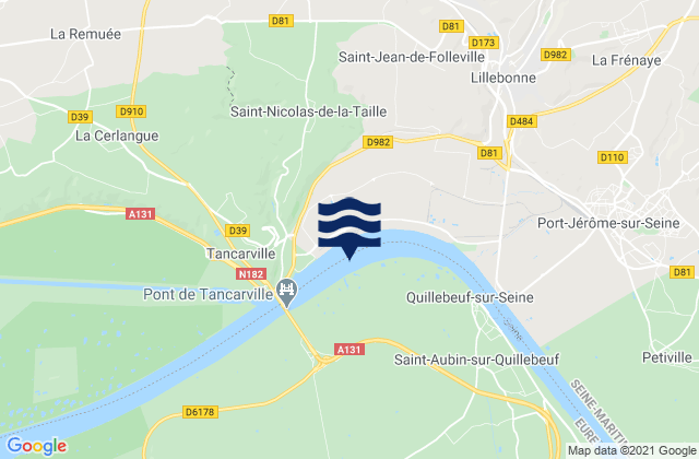 Carte des horaires des marées pour Heurteauville, France