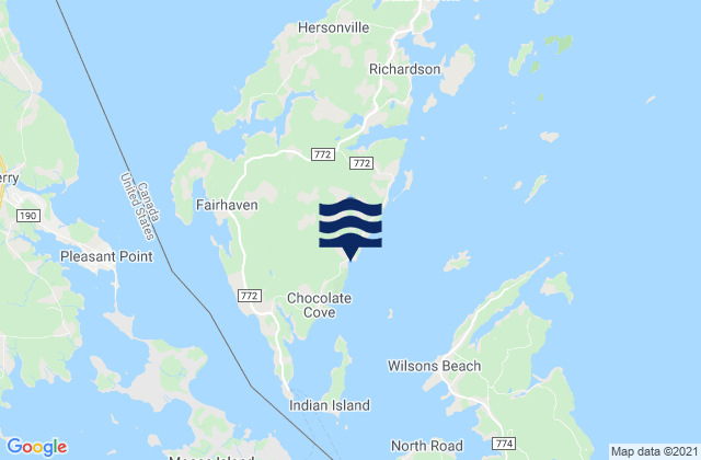 Carte des horaires des marées pour Hibernia Cove, Canada