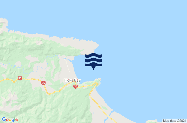 Carte des horaires des marées pour Hicks Bay, New Zealand
