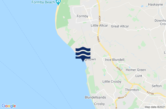 Carte des horaires des marées pour Hightown Beach, United Kingdom