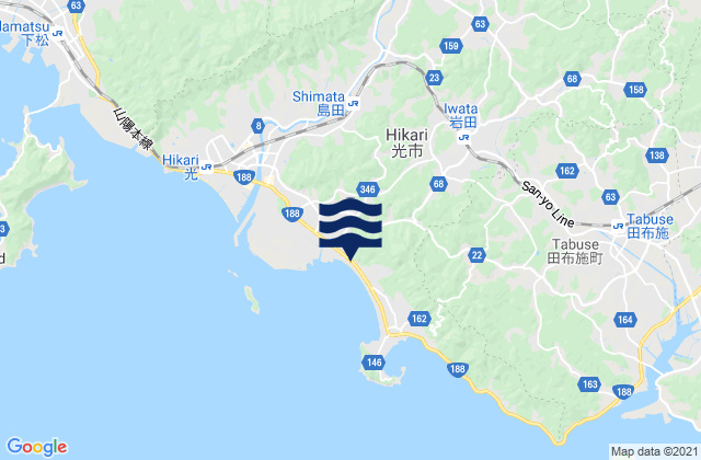Carte des horaires des marées pour Hikari Shi, Japan