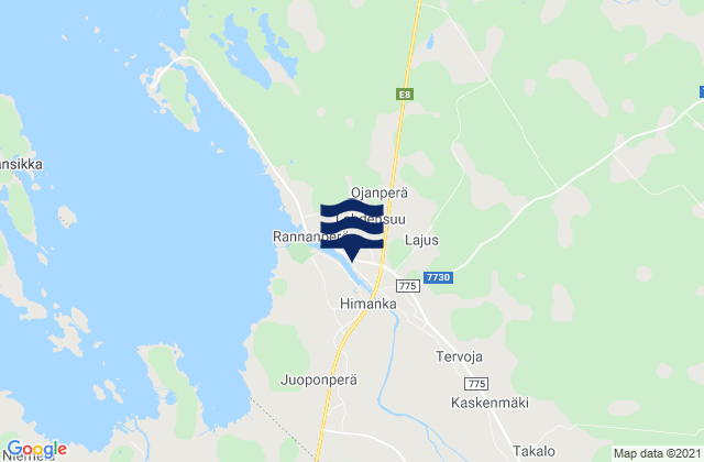 Carte des horaires des marées pour Himanka, Finland