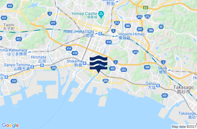 Carte des horaires des marées pour Himeji, Japan