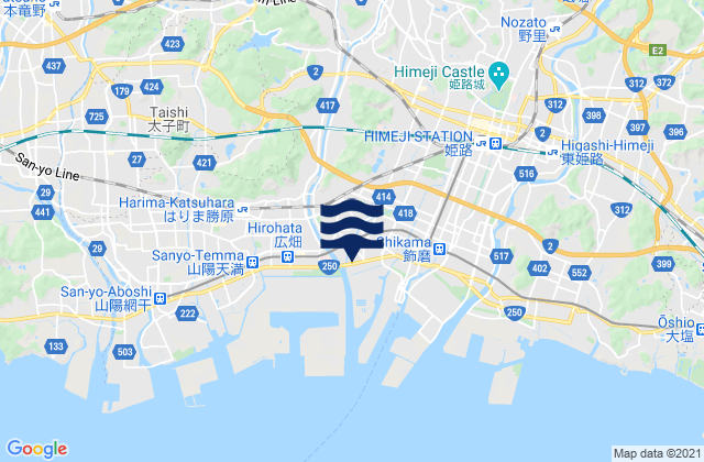 Carte des horaires des marées pour Himeji Shi, Japan