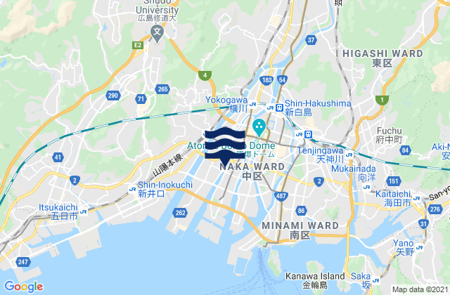 Carte des horaires des marées pour Hiroshima-shi, Japan