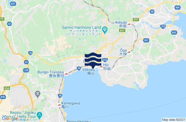 Carte des horaires des marées pour Hizi, Japan