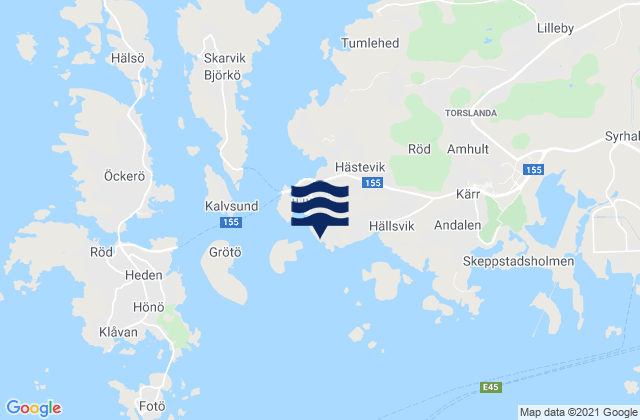Carte des horaires des marées pour Hjuvik, Sweden