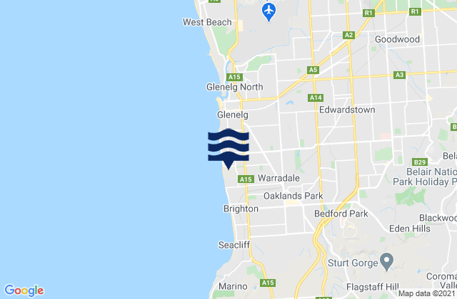 Carte des horaires des marées pour Holdfast Bay, Australia