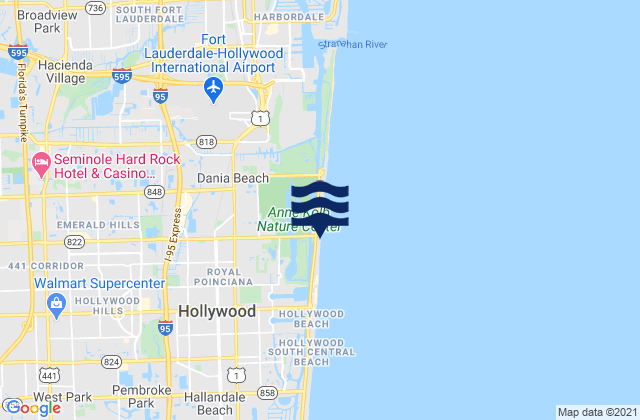 Carte des horaires des marées pour Hollywood Beach (West Lake South End), United States