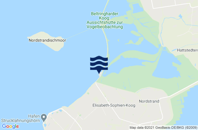 Carte des horaires des marées pour Holmer Siel, Denmark