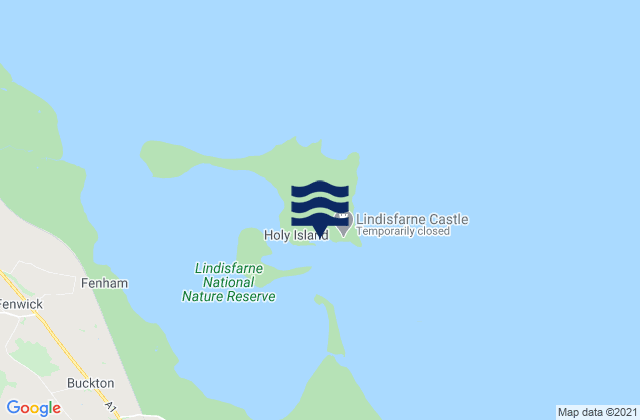 Carte des horaires des marées pour Holy Island, United Kingdom