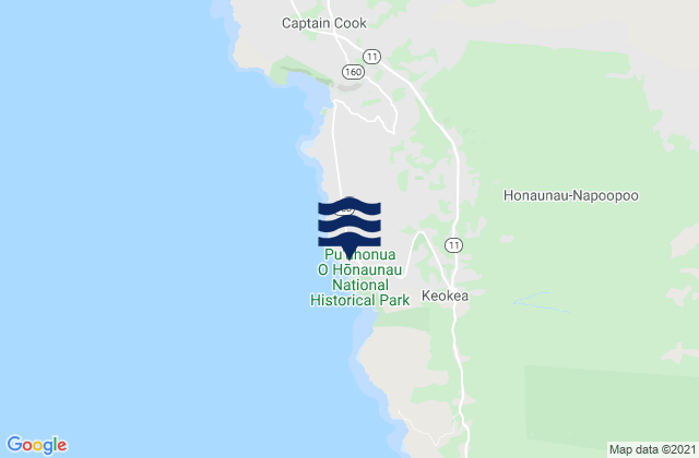 Carte des horaires des marées pour Honaunau-Napoopoo, United States