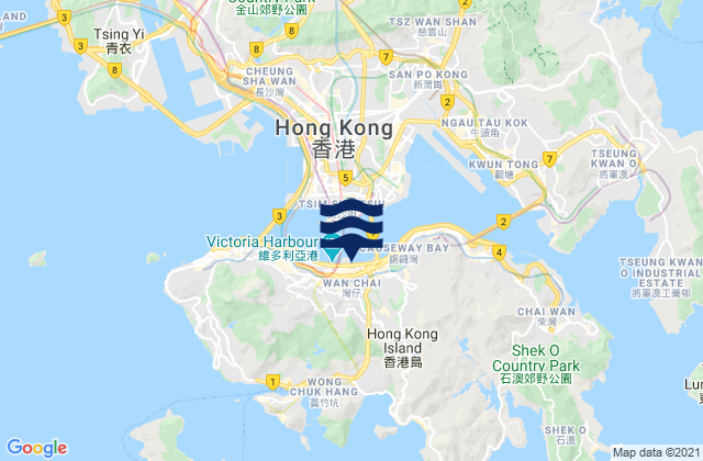 Carte des horaires des marées pour Hong Kong, Hong Kong