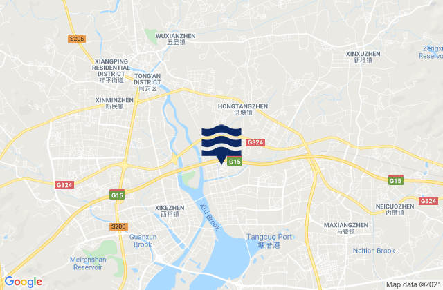 Carte des horaires des marées pour Hongtang, China