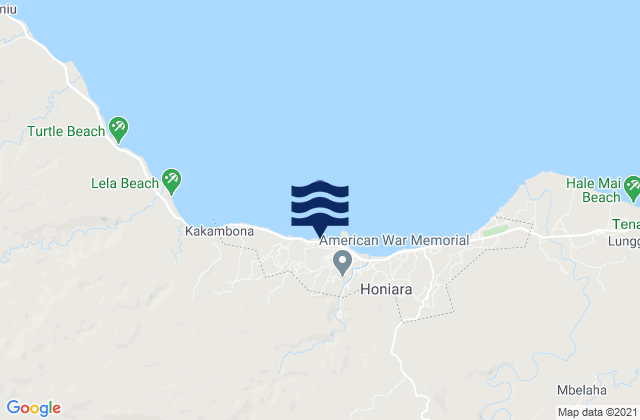 Carte des horaires des marées pour Honiara, Solomon Islands
