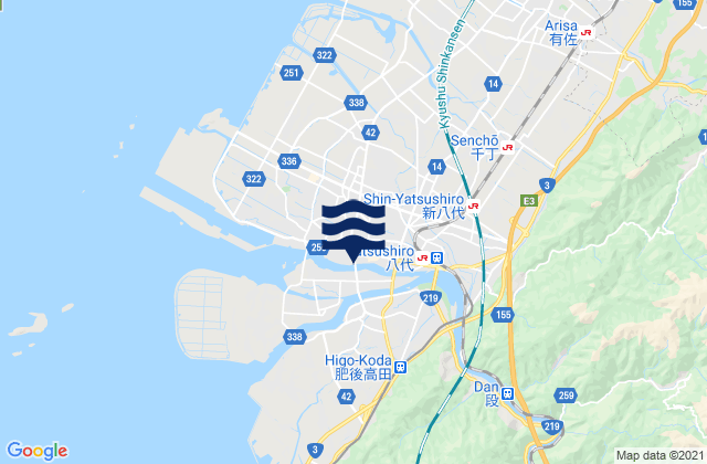 Carte des horaires des marées pour Honmachi, Japan