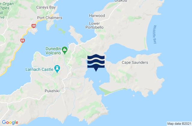 Carte des horaires des marées pour Hoopers Inlet, New Zealand