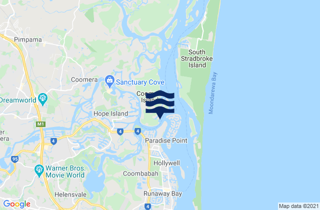 Carte des horaires des marées pour Hope Island, Australia
