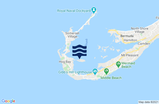 Carte des horaires des marées pour Horseshoe Bay, Bermuda