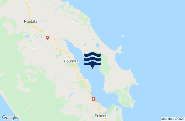 Carte des horaires des marées pour Houhora Harbour, New Zealand