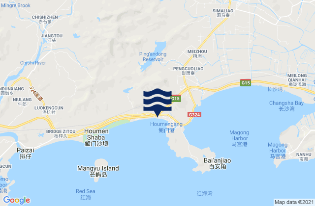 Carte des horaires des marées pour Houmen, China