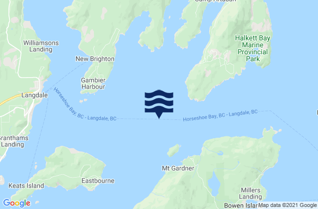 Carte des horaires des marées pour Howe Sound, Canada