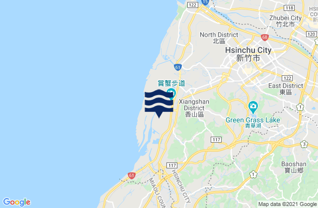 Carte des horaires des marées pour Hsinchu County, Taiwan