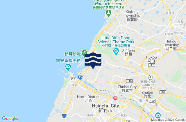 Carte des horaires des marées pour Hsinchu, Taiwan