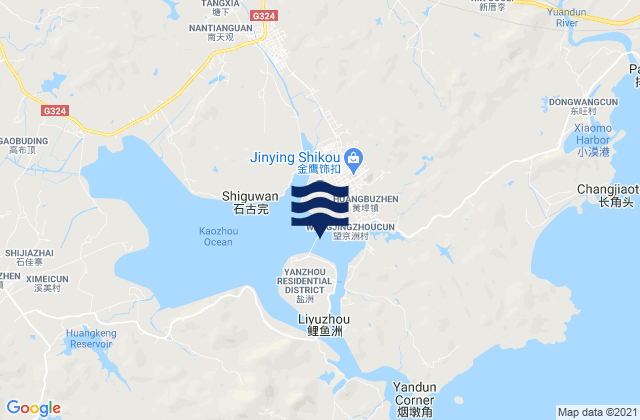 Carte des horaires des marées pour Huangbu, China